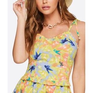 Jessica Simpson Clare Peplum Tank Top In Candy Hibiscus Sz Medium New